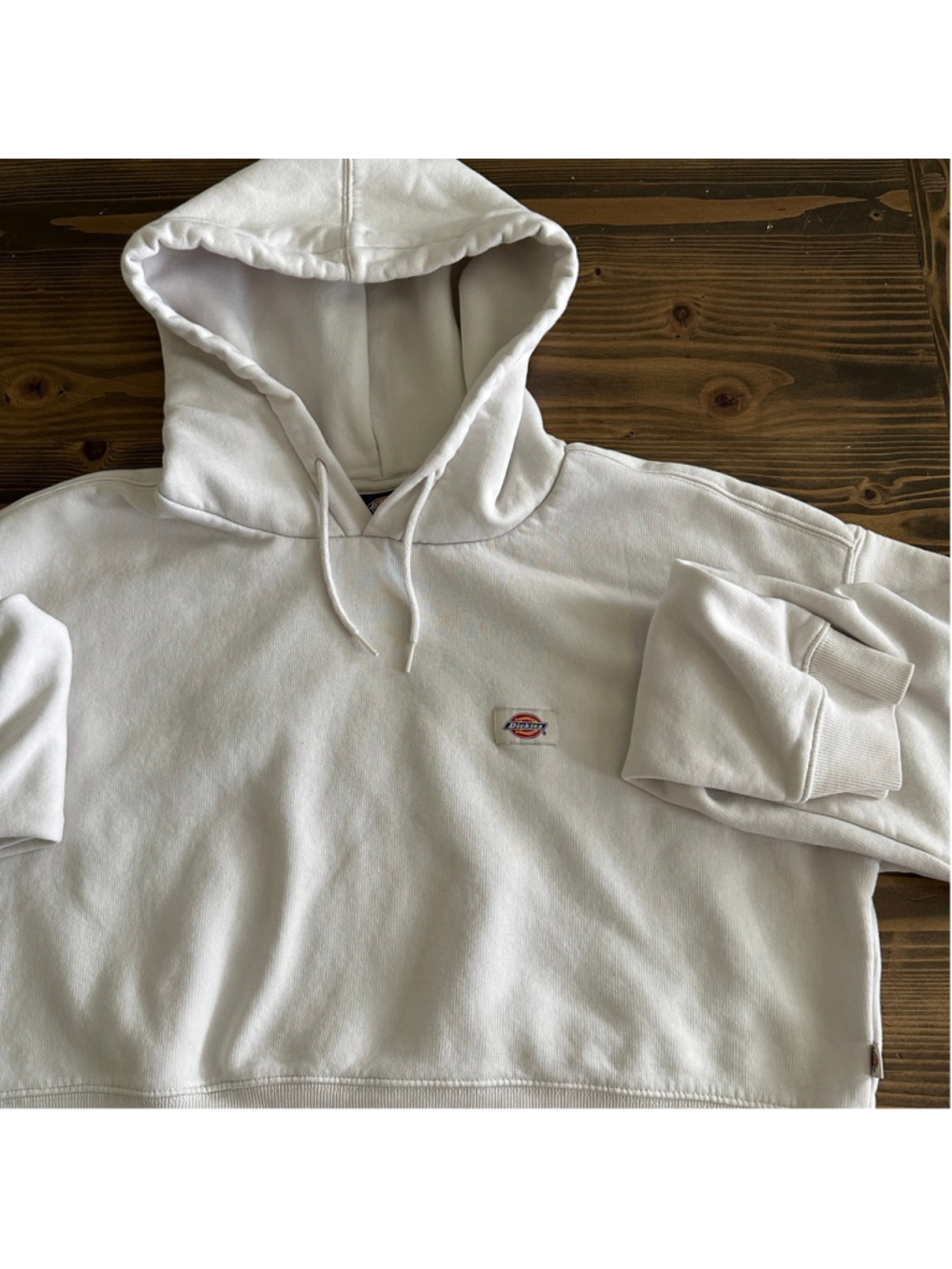 Dickies Cropped Hoodie Womens XL White Pullover Sweatshirt